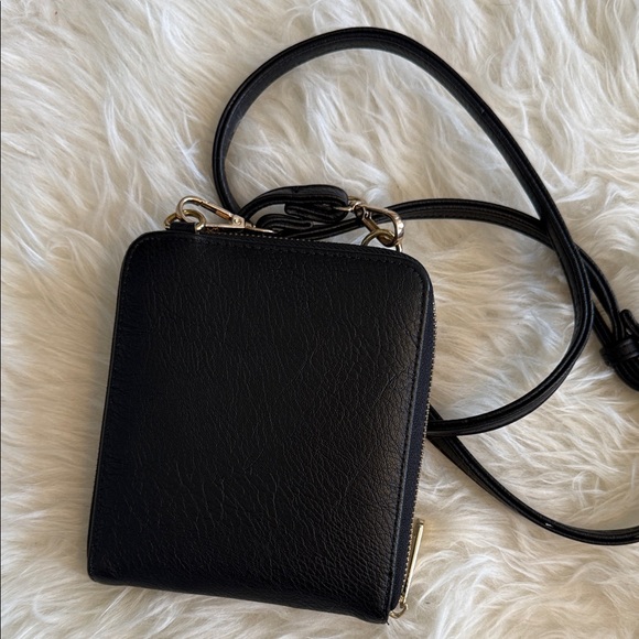 Coco + Carmen Black Leather Crossbody with Gold Plaque - Picture 2 of 4